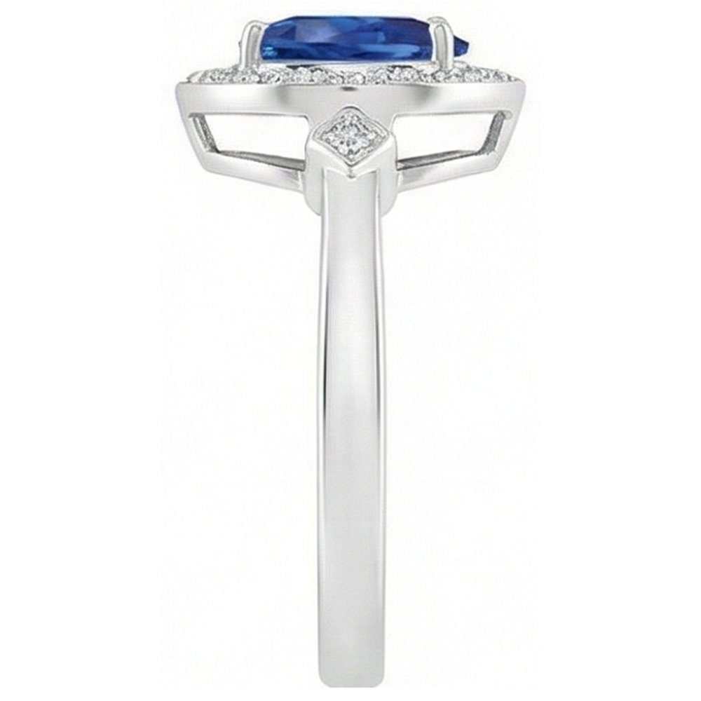 Ceylon Sapphire Natural Earth Mined Diamonds 3.20 Carats Ring White Gold 14K
