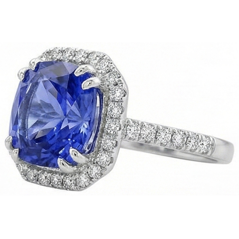 Ceylon Sapphire Natural Earth Mined DIAMOND ( NOT LAB GROWN )s 8 Carats Ring White Gold 14K
