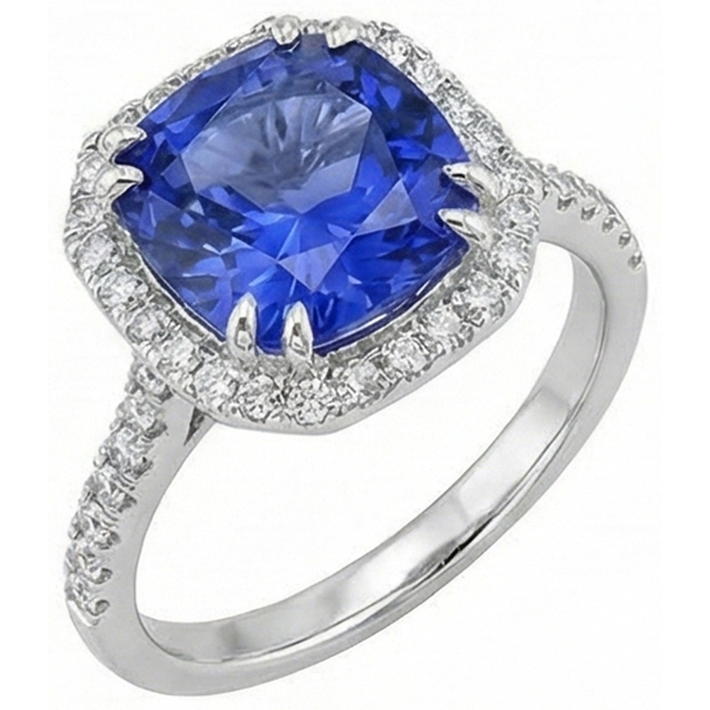 Ceylon Sapphire Natural Earth Mined DIAMOND ( NOT LAB GROWN )s 8 Carats Ring White Gold 14K