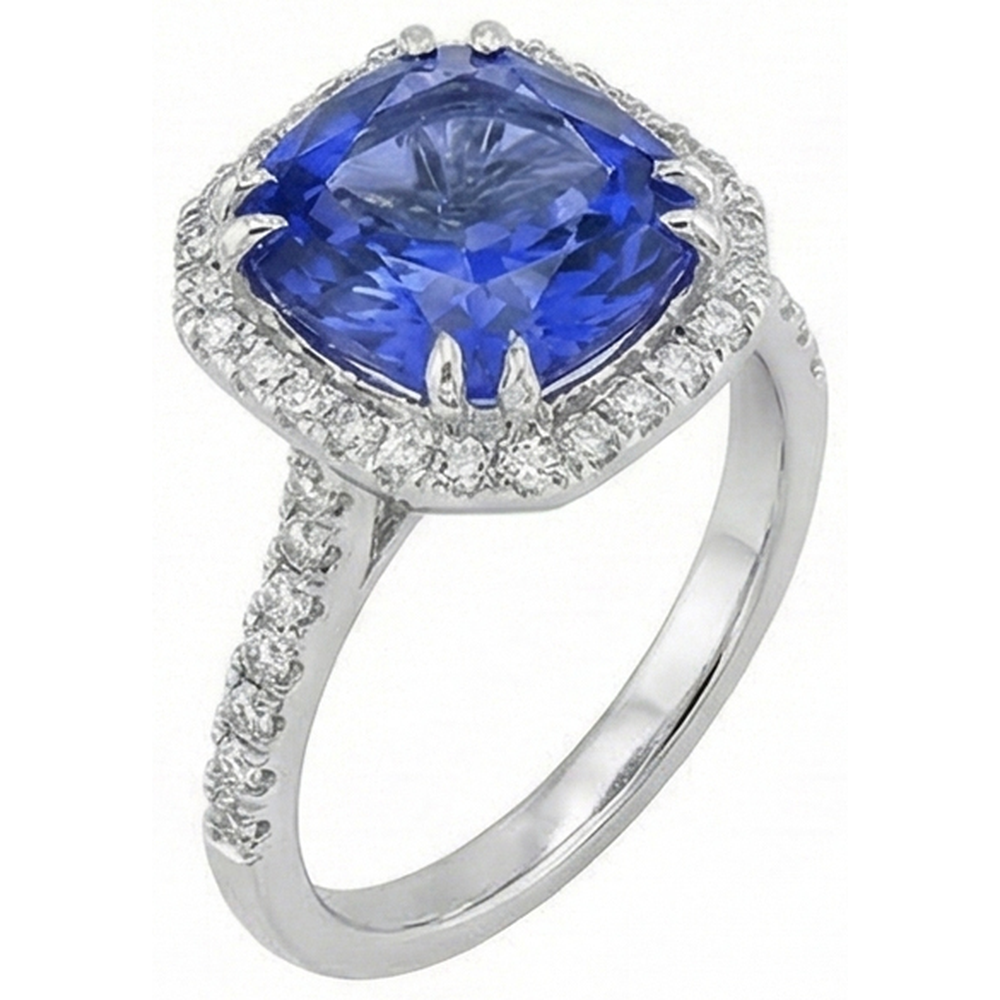 Ceylon Sapphire Natural Earth Mined DIAMOND ( NOT LAB GROWN )s 8 Carats Ring White Gold 14K