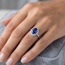 Ceylon Sapphire Oval With Natural Earth Mined DIAMOND ( NOT LAB GROWN )s Ring 3 Ct White Gold 14K