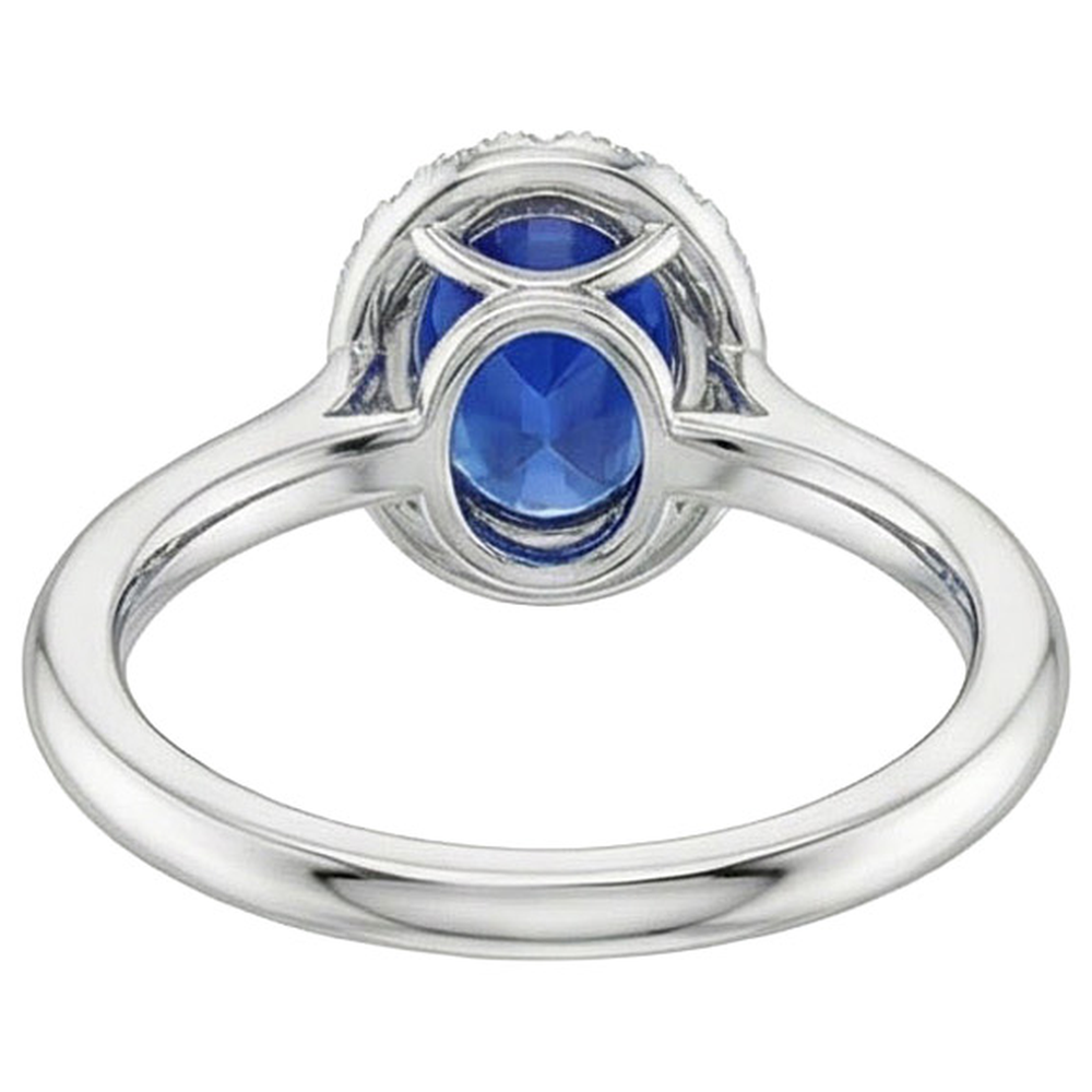 Ceylon Sapphire Oval With Natural Earth Mined DIAMOND ( NOT LAB GROWN )s Ring 3 Ct White Gold 14K