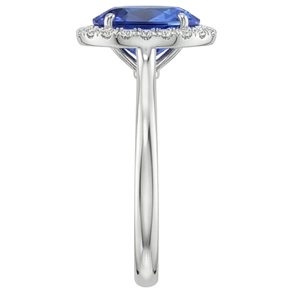 Ceylon Sapphire Oval With Natural Earth Mined DIAMOND ( NOT LAB GROWN )s Ring 3 Ct White Gold 14K