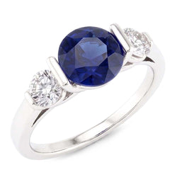 Ceylon Sapphire Ring With Natural Earth Mined Diamonds