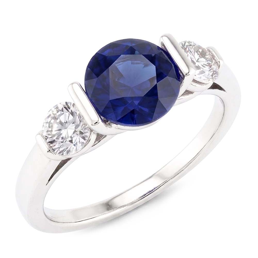 Ceylon Sapphire Ring With Natural Earth Mined Diamonds