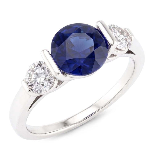 Ceylon Sapphire Ring With Natural Earth Mined Diamonds