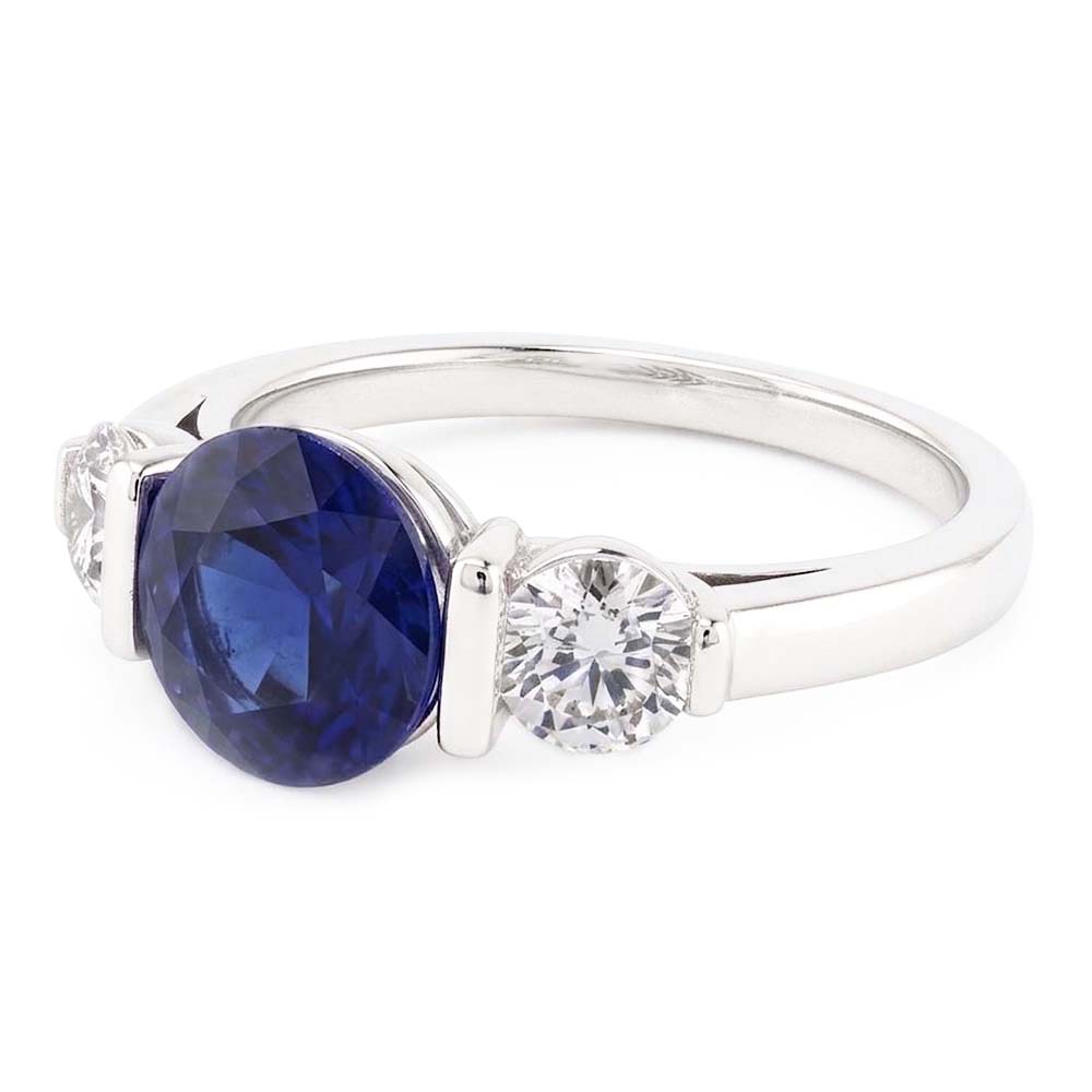 Ceylon Sapphire Ring With Natural Earth Mined Diamonds