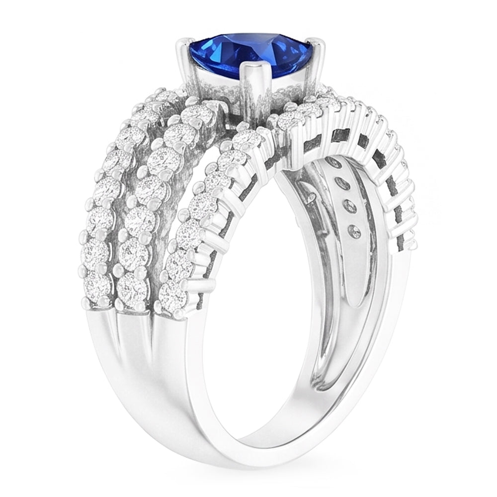 Ceylon Sapphire Ring With Natural Earth Mined Diamonds