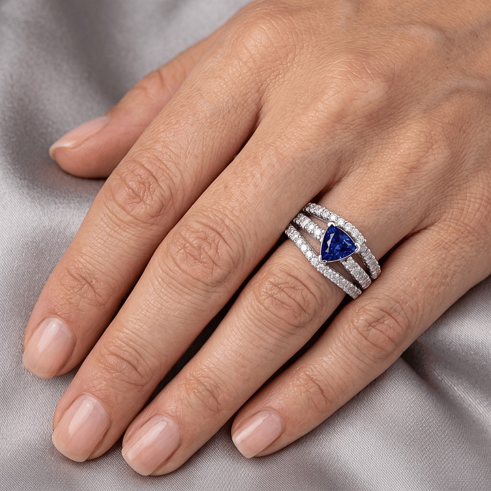 Ceylon Sapphire Ring With Natural Earth Mined Diamonds