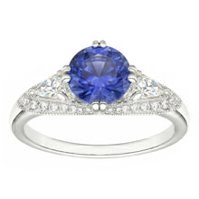 Ceylon Sapphire Round Natural Earth Mined Diamond Ring Antique Style 2.75 Carats