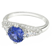 Ceylon Sapphire Round Natural Earth Mined Diamond Ring Antique Style 2.75 Carats