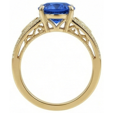 natural round sapphire 3.76ct ring profile view