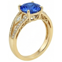 natural round sapphire 3.76ct ring front view