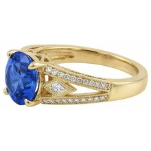 natural round sapphire 3.76ct ring side angle
