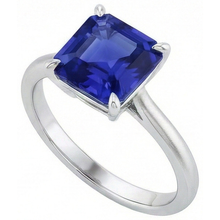 natural asscher sapphire 2ct ring close up detail
