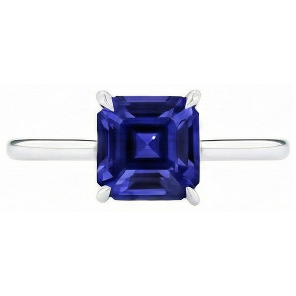 natural asscher sapphire 2ct ring side angle