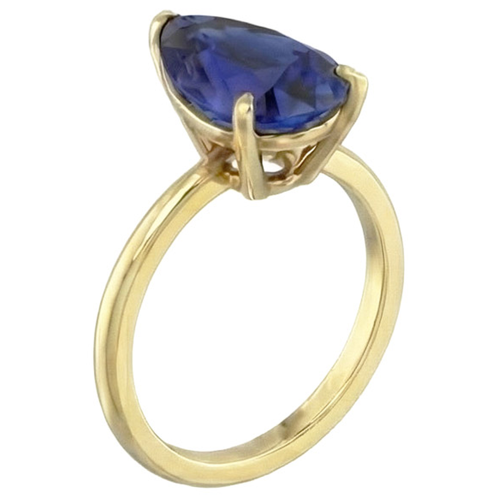 Ceylon Sapphire Solitaire Ring Teardrop Style Pear 3.50 Carats