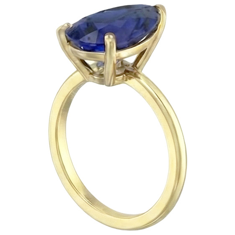Ceylon Sapphire Solitaire Ring Teardrop Style Pear 3.50 Carats