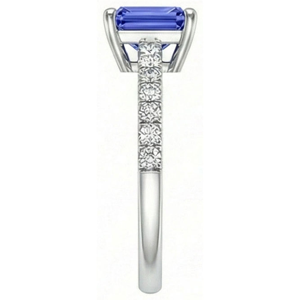 Ceylon Sapphire Solitaire Ring With Accents 3 Carats Pave Set Natural Earth Mined Diamonds