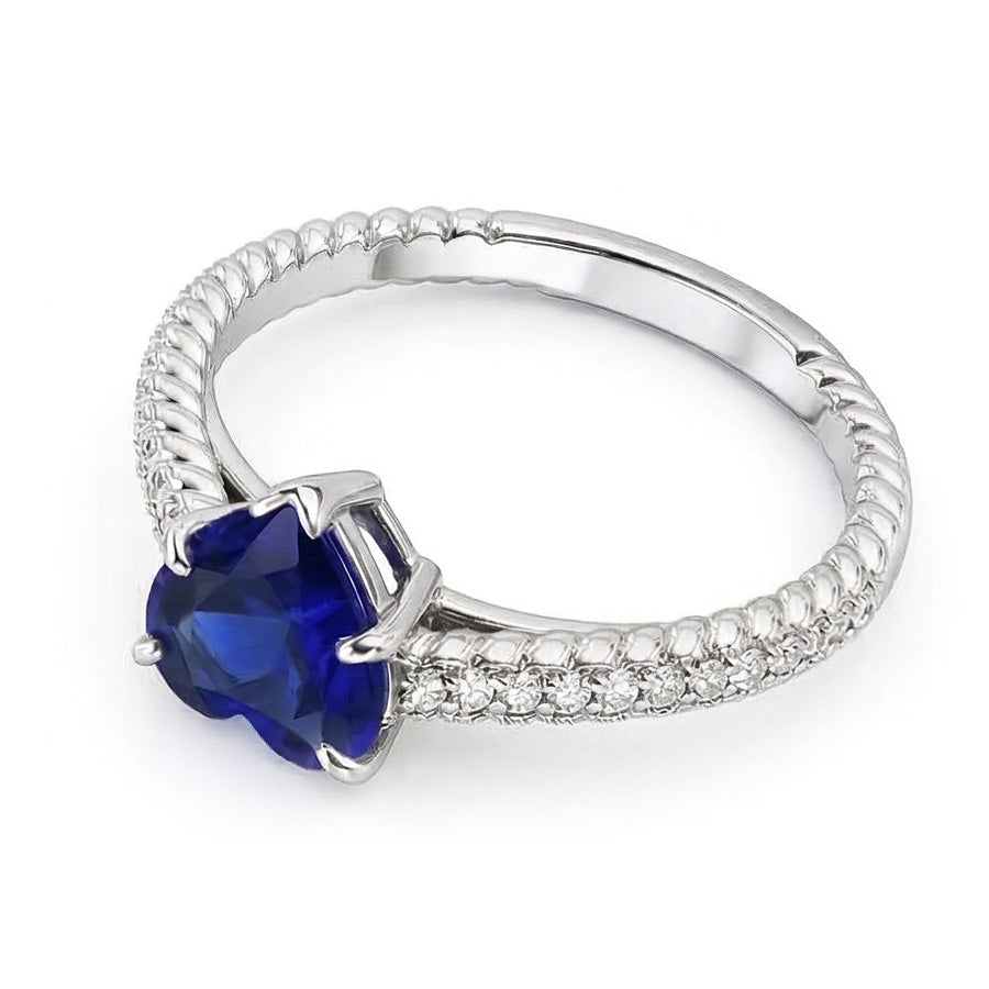 natural round sapphire 2.50ct ring close up detail