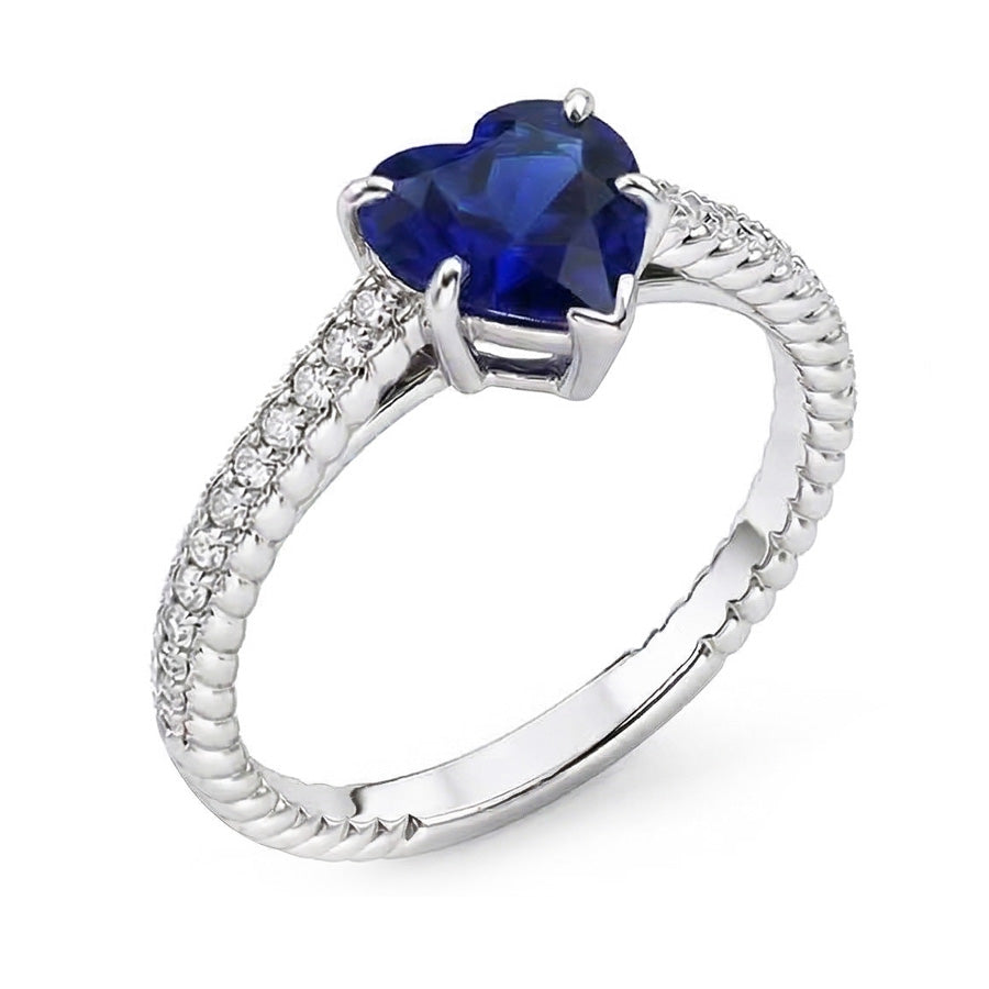 natural round sapphire 2.50ct ring top view