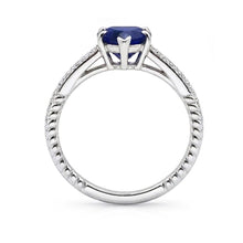 natural round sapphire 2.50ct ring profile view