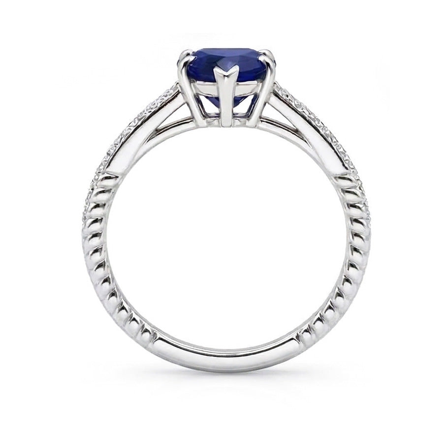 natural round sapphire 2.50ct ring profile view