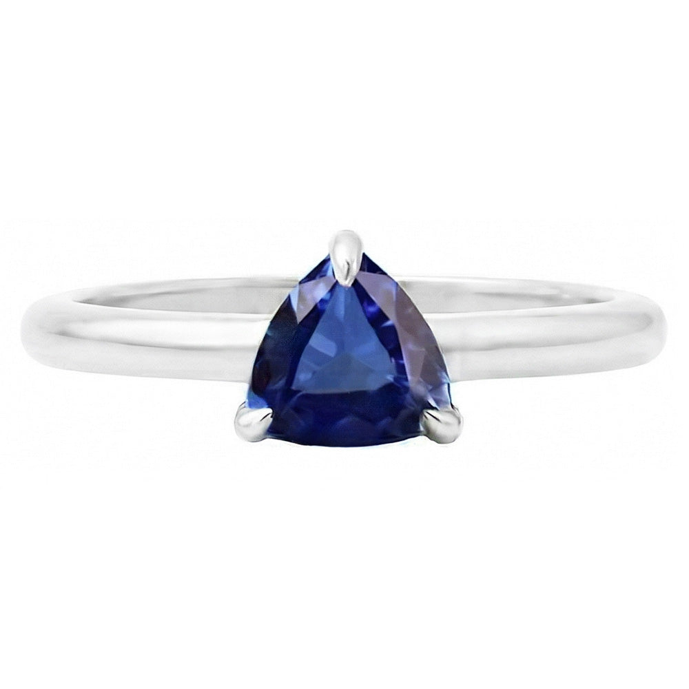 Ceylon Sapphire Solitaire Trillion Shaped Ring 1 Carat Jewellery Gold