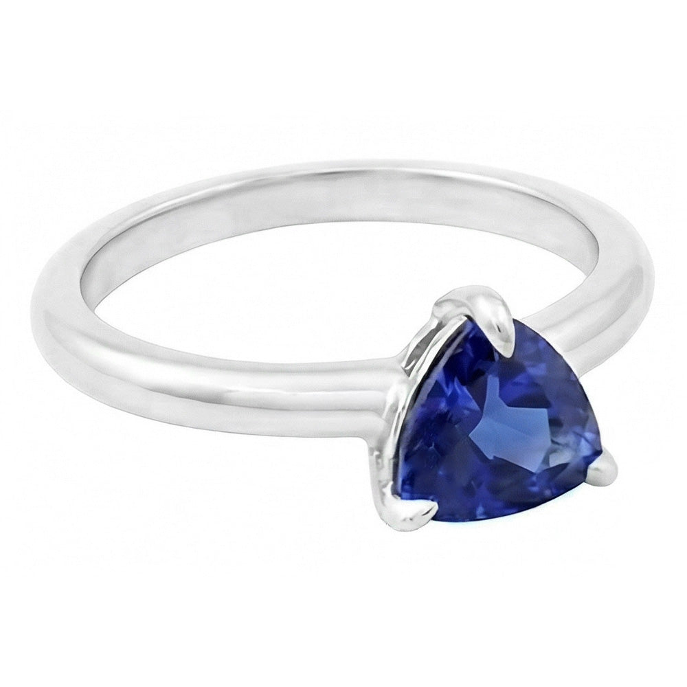 Ceylon Sapphire Solitaire Trillion Shaped Ring 1 Carat Jewellery Gold