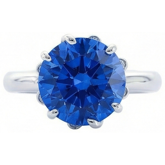 Ceylon Sapphire With Natural Earth Mined Diamonds 1.90 Ct Ring White Gold 14K