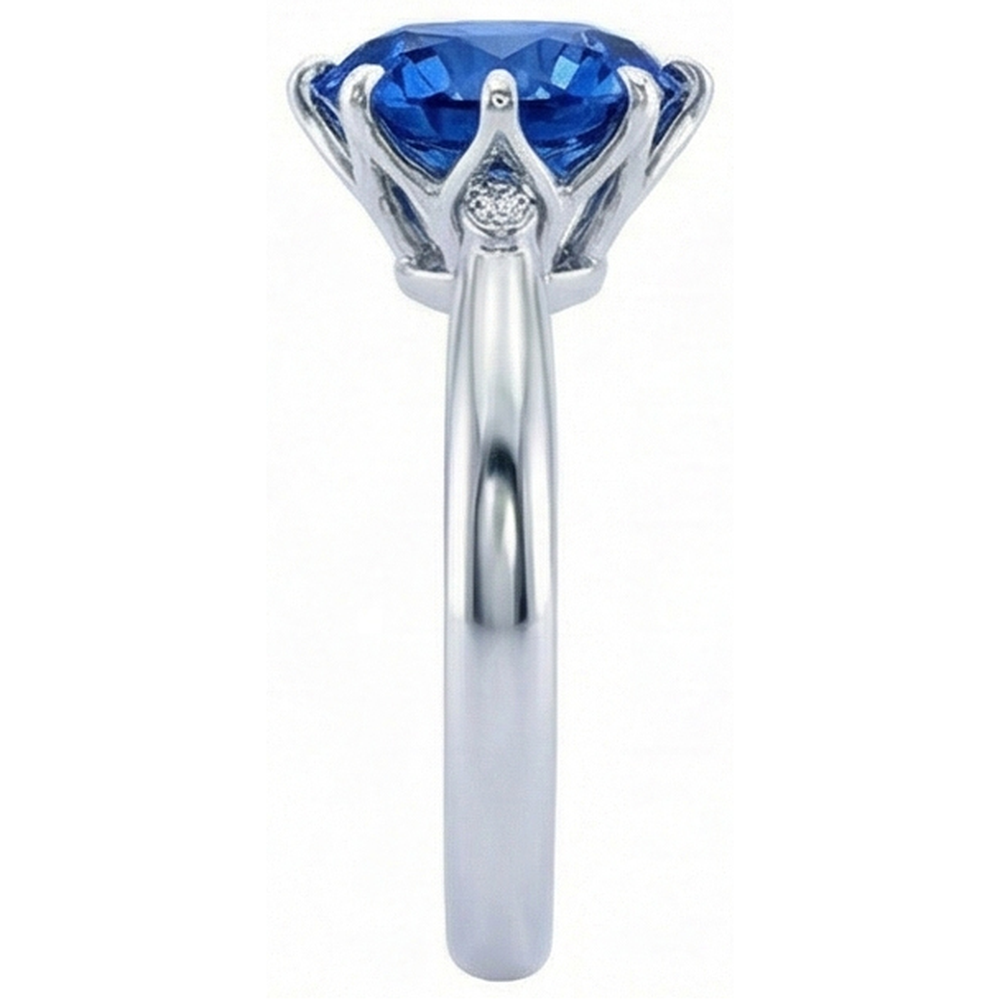 Ceylon Sapphire With Natural Earth Mined Diamonds 1.90 Ct Ring White Gold 14K