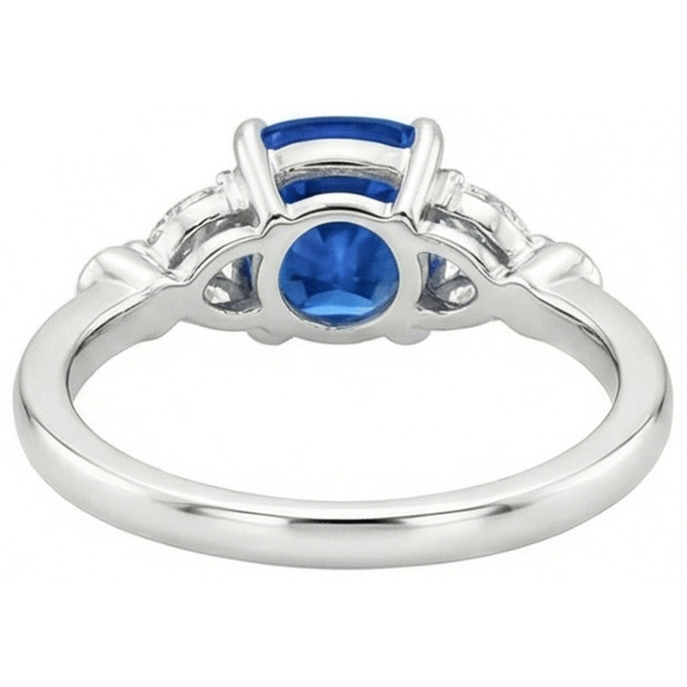 Ceylon Sapphire With Natural Earth Mined DIAMOND ( NOT LAB GROWN )s 2.70 Ct Ring White Gold 14K
