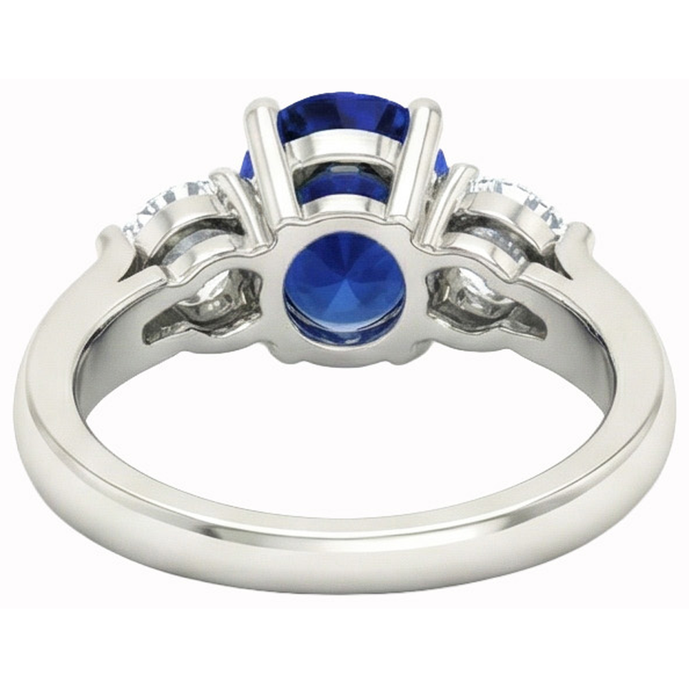 Ceylon Sapphire With Natural Earth Mined DIAMOND ( NOT LAB GROWN )s 3 Carats Ring White Gold