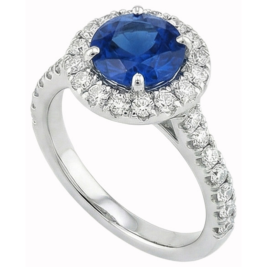 Ceylon Sapphire With Natural Earth Mined DIAMOND ( NOT LAB GROWN )s Engagement Ring 3.90 Ct White Gold 14K