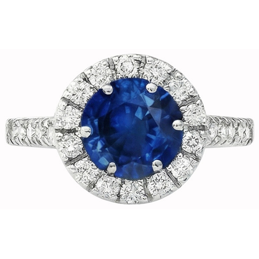 Ceylon Sapphire With Natural Earth Mined DIAMOND ( NOT LAB GROWN )s Engagement Ring 3.90 Ct White Gold 14K