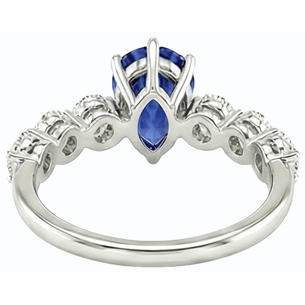 natural round sapphire 3ct ring front view