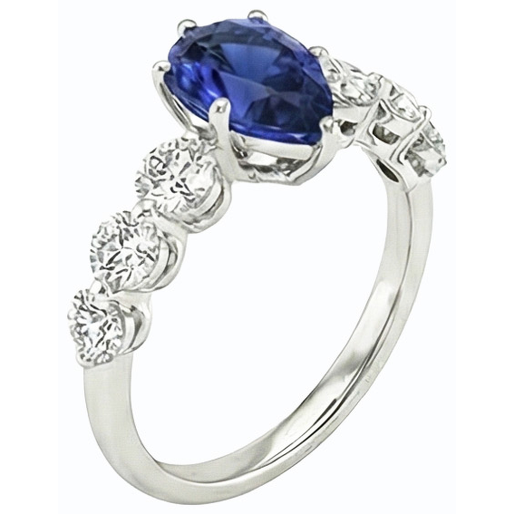 natural round sapphire 3ct ring side angle