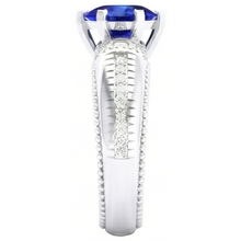 Ceylon Sapphire & Natural Earth Mined Diamond Ring Heart Cut Milgrain Shank 2 Carats