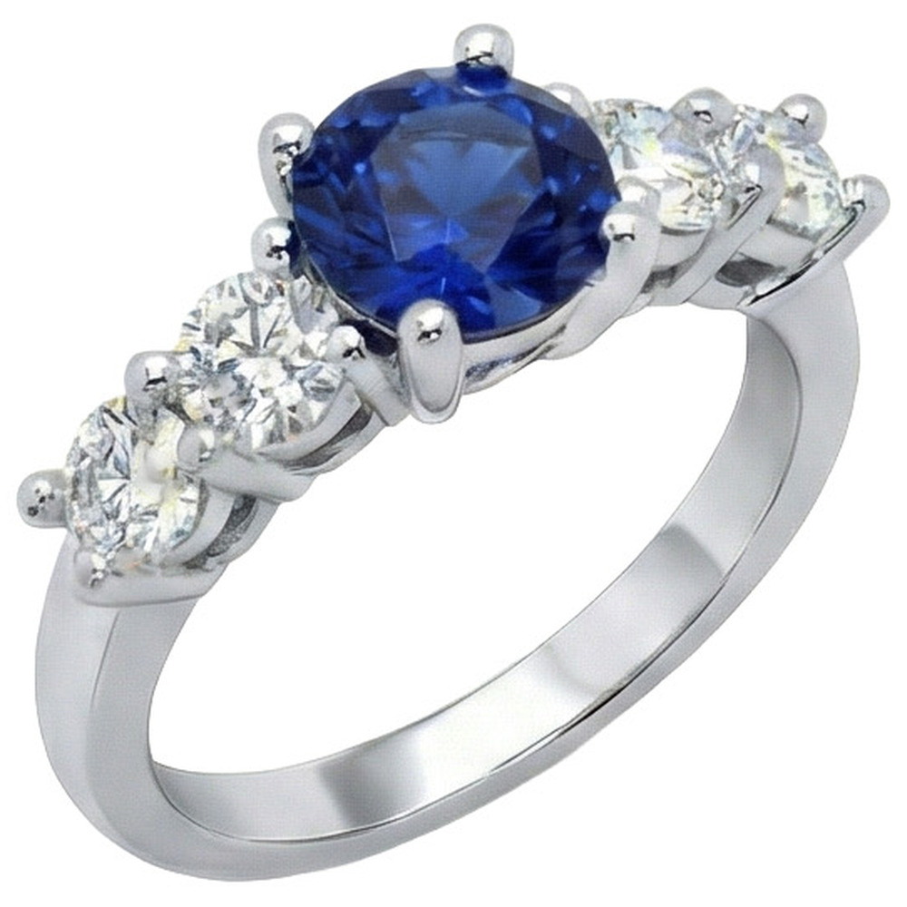 Ceylon Sapphire & Natural Earth Mined DIAMOND ( NOT LAB GROWN )s Gemstone Ring 2.90 Carats White Gold 14K