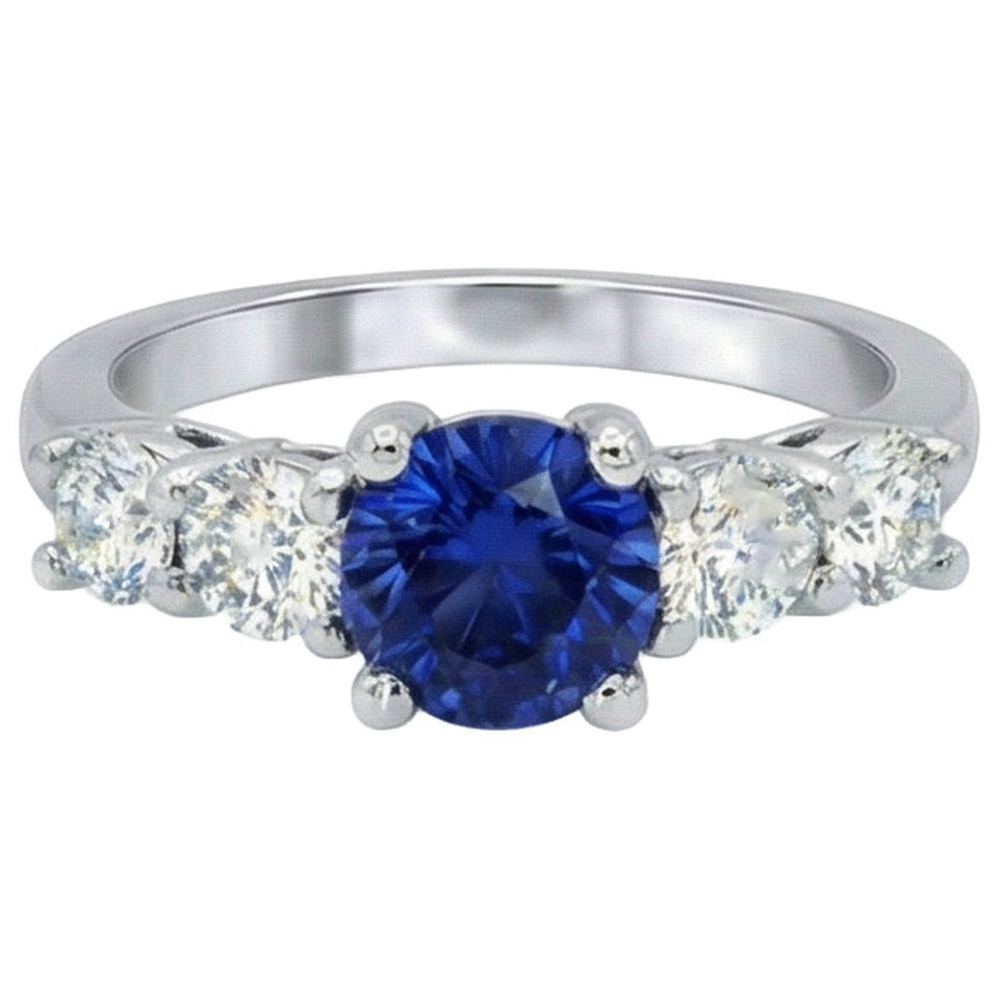 Ceylon Sapphire & Natural Earth Mined DIAMOND ( NOT LAB GROWN )s Gemstone Ring 2.90 Carats White Gold 14K