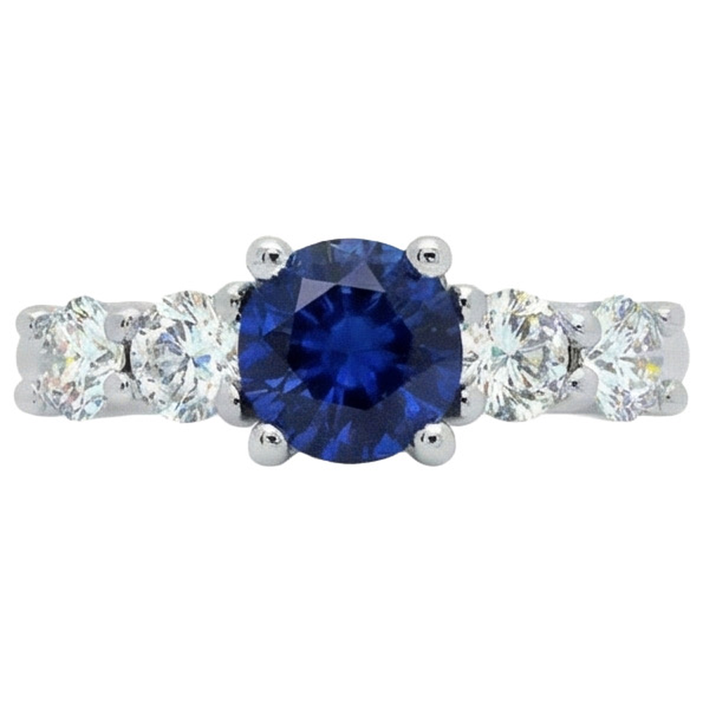 Ceylon Sapphire & Natural Earth Mined DIAMOND ( NOT LAB GROWN )s Gemstone Ring 2.90 Carats White Gold 14K