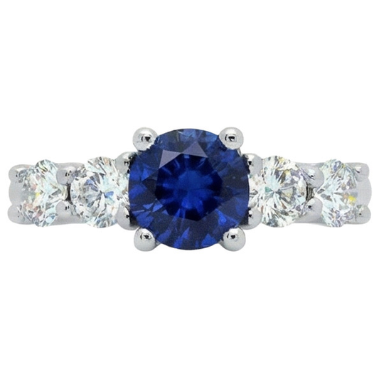Ceylon Sapphire & Natural Earth Mined DIAMOND ( NOT LAB GROWN )s Gemstone Ring 2.90 Carats White Gold 14K