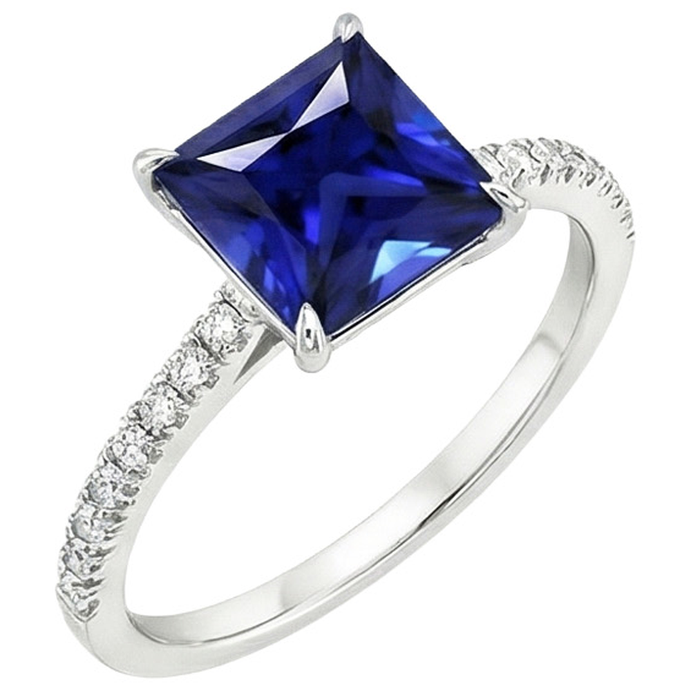 Ceylon Sapphire and Natural Earth Mined Diamond 5.5 Carat Solitaire Accents Ring