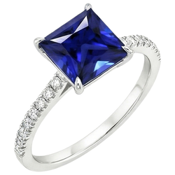 Ceylon Sapphire and Natural Earth Mined Diamond 5.5 Carat Solitaire Accents Ring