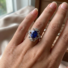Royal Blue Sapphire Pear Shape Precious Stone Ring in 14K White Gold – back view