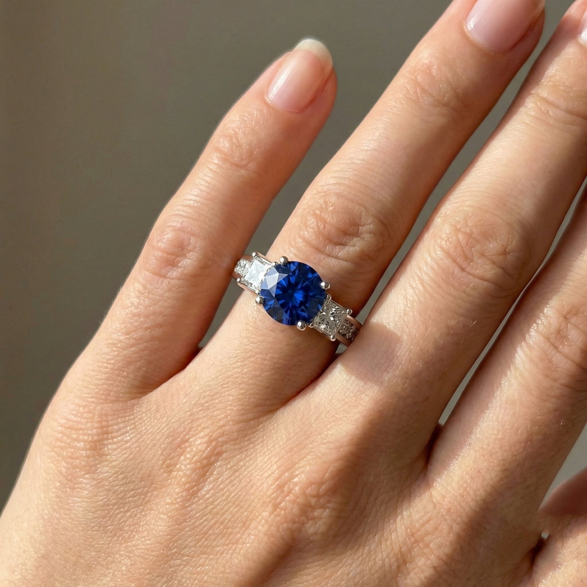 Ceylon Royal Blue Sapphire Natural Earth Mined Diamond Ring