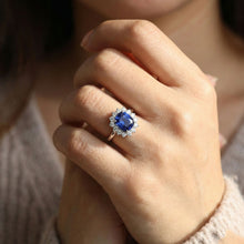 Ceylon Sapphire 4.25 Carat Natural Earth Mined Diamonds Ring White Gold 14K