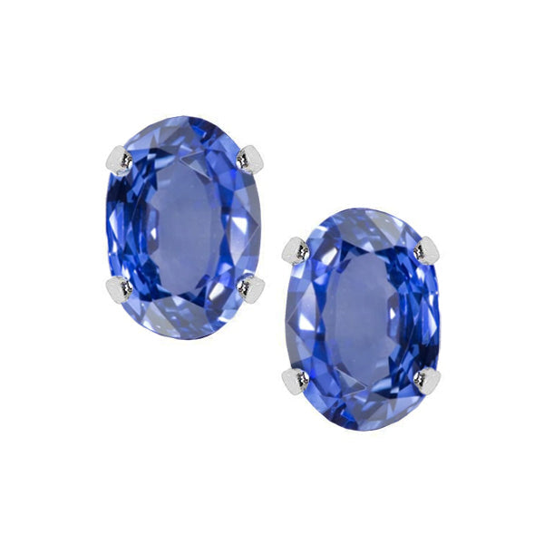 IGI CERTIFIED Ceylon Color Sapphire 8 Ct. Studs Post Pair Earring White Gold 14K Jewelry