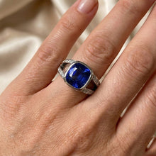 Ceylon Sapphire And Natural Earth Mined DIAMOND ( NOT LAB GROWN ) Ring White Gold 14K 4.5 Carats