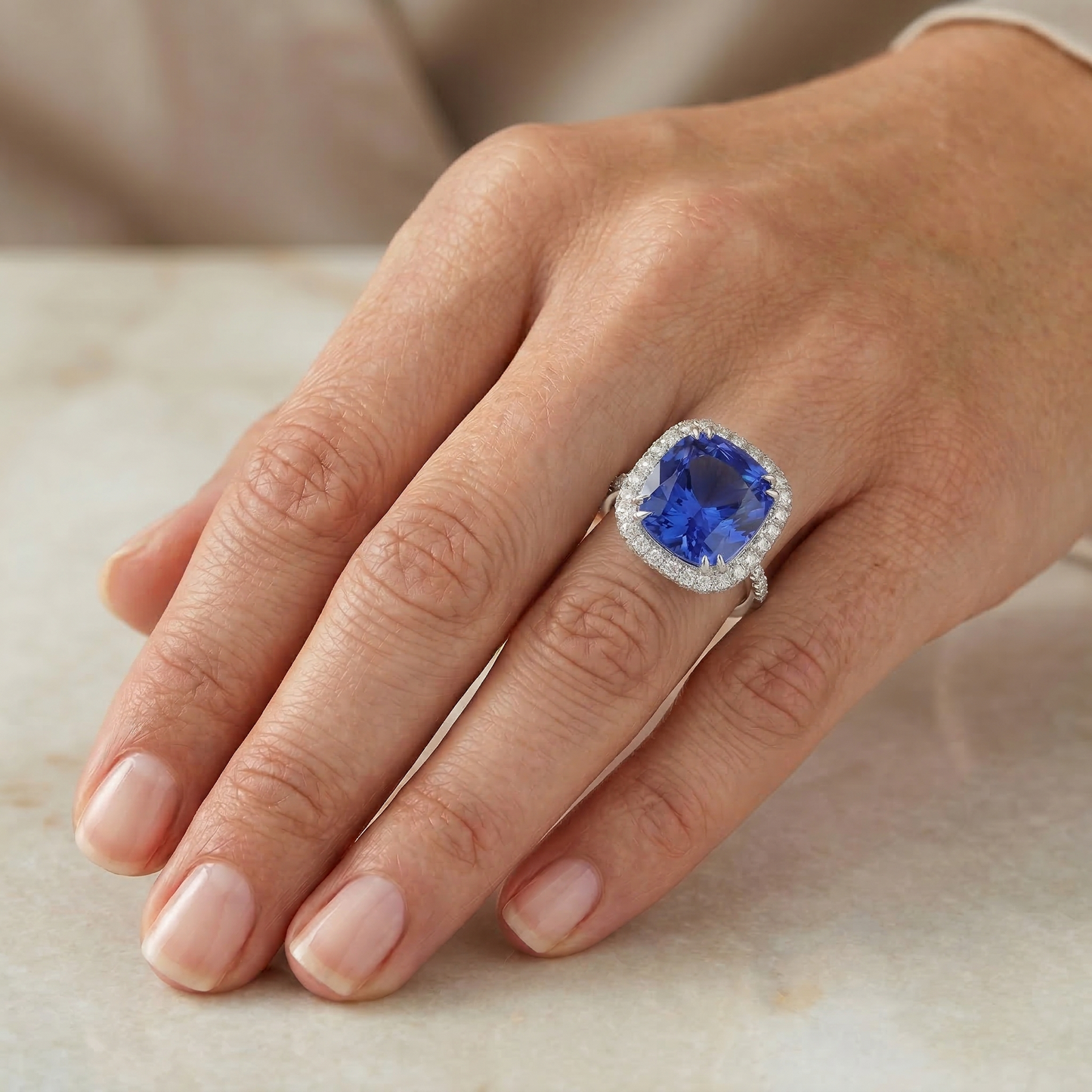 Ceylon Sapphire Natural Earth Mined DIAMOND ( NOT LAB GROWN )s 8 Carats Ring White Gold 14K